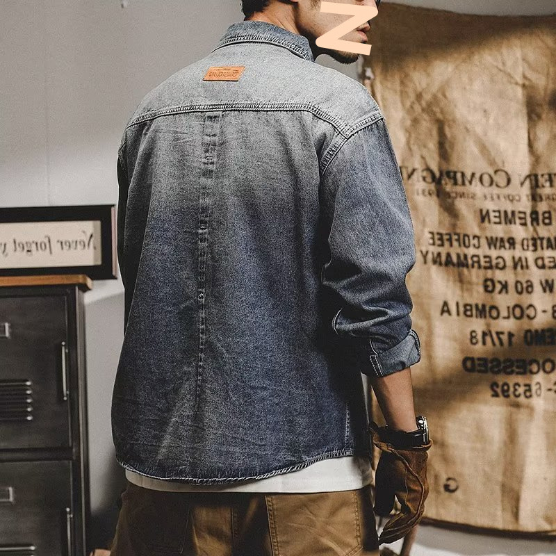 Retro Workwear Denim Jacket, Trendy Loose And Versatile Top, Men's Shirt Type Jacket_mkmklike.com