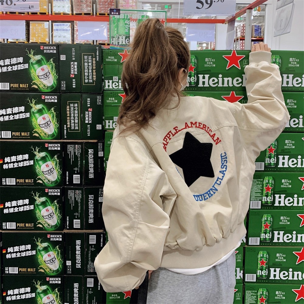 Back Embroidered Baseball Jacket for Women Spring and Autumn 2025 New Petite Age-Reducing Super Popular Jacket Top