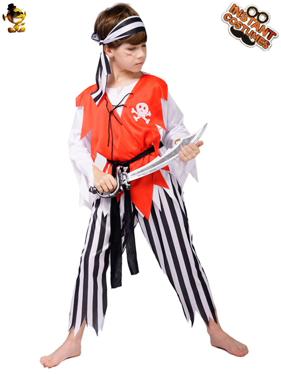 De Halloween para niños pirata masculino juego de rol traje de escenario pequeño mar capitán pirata rendimiento Cosplay traje image 4