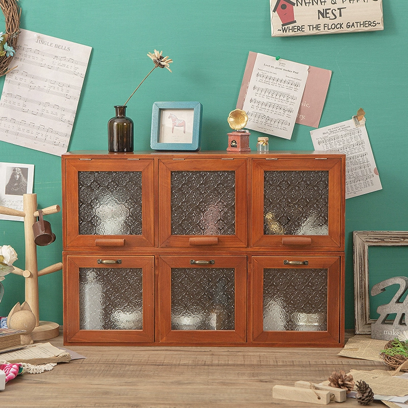 Ретро деревянная настольная деревянная коробка двойной ящик для ухода за кожей