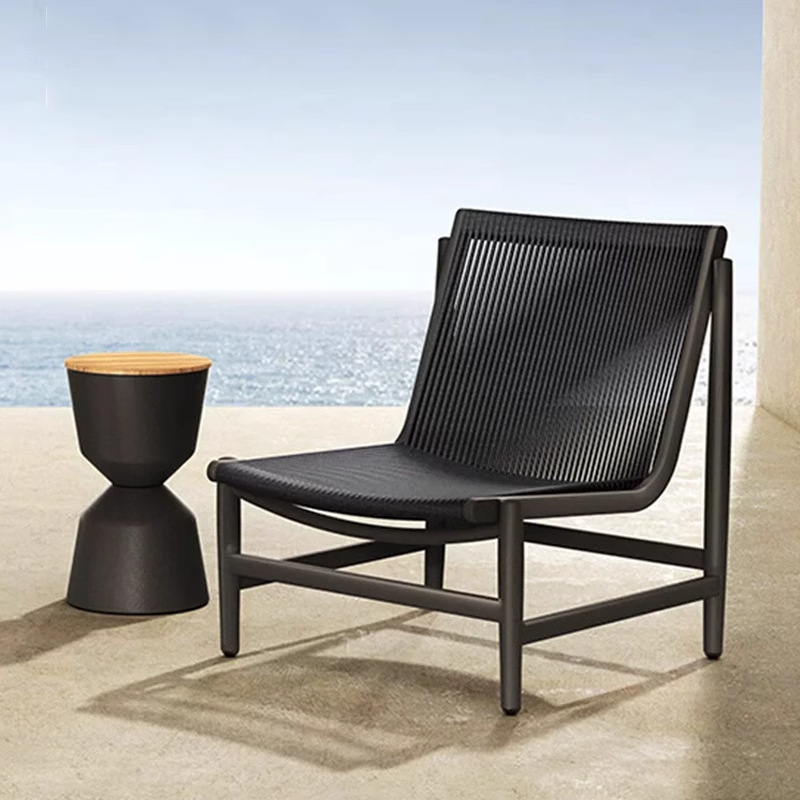 Sofá de terraza de ratán al aire libre, silla de comedor de jardín de villa, silla de mimbre de ocio al aire libre, mueble combinado de tres piezas