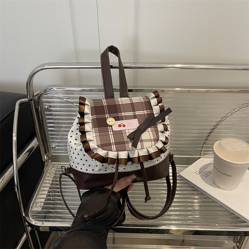 Mochila escolar de estudiantes para mujeres 2025, nueva moda, mochila a rejilla, nicho, mochila portátil de estilo ballet