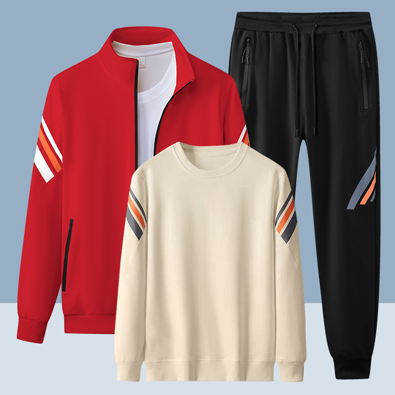 Otoño y invierno pareja de tres piezas juego de carreras deportivas casuales camisetas cardiganes chaqueta universal para hombres y mujeres