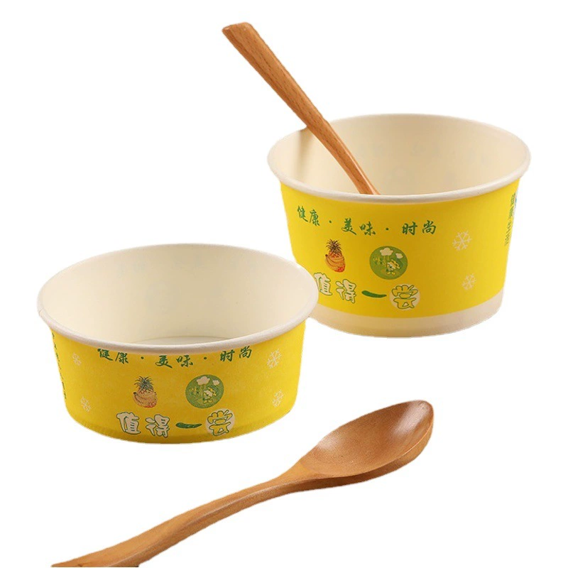 Одноразовая бумажная тарелка, круглая, на заказ, для еды на вынос, коробка для супа, стакан для супа, бумажный стакан для каш, с логотипом, экологичная бумажная тарелка