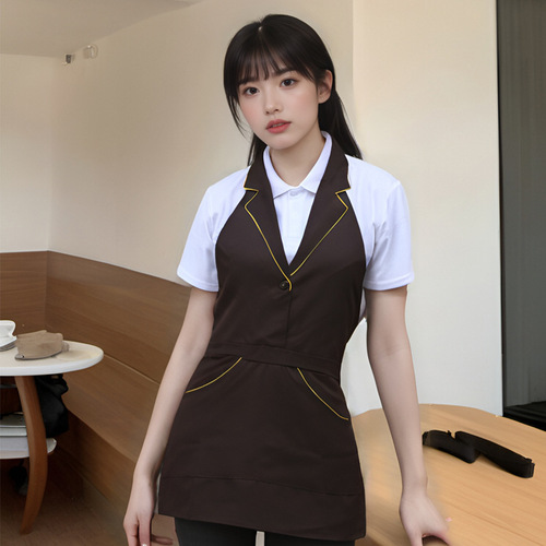 Summer breathable waterproof suit apron for hotel and restaurant, coffee influencer apron with embroidered logo