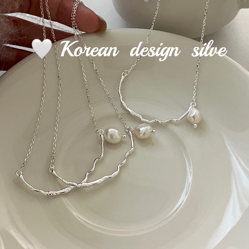 韓國ins風博主同款飾品 S925純銀半月灣垂燈不規則項鍊小眾百搭款