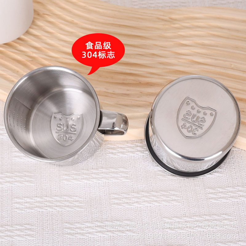 304 taza de medición de escala de acero inoxidable 250ml taza de medicina taza de medición taza de laboratorio para hornear con mango
