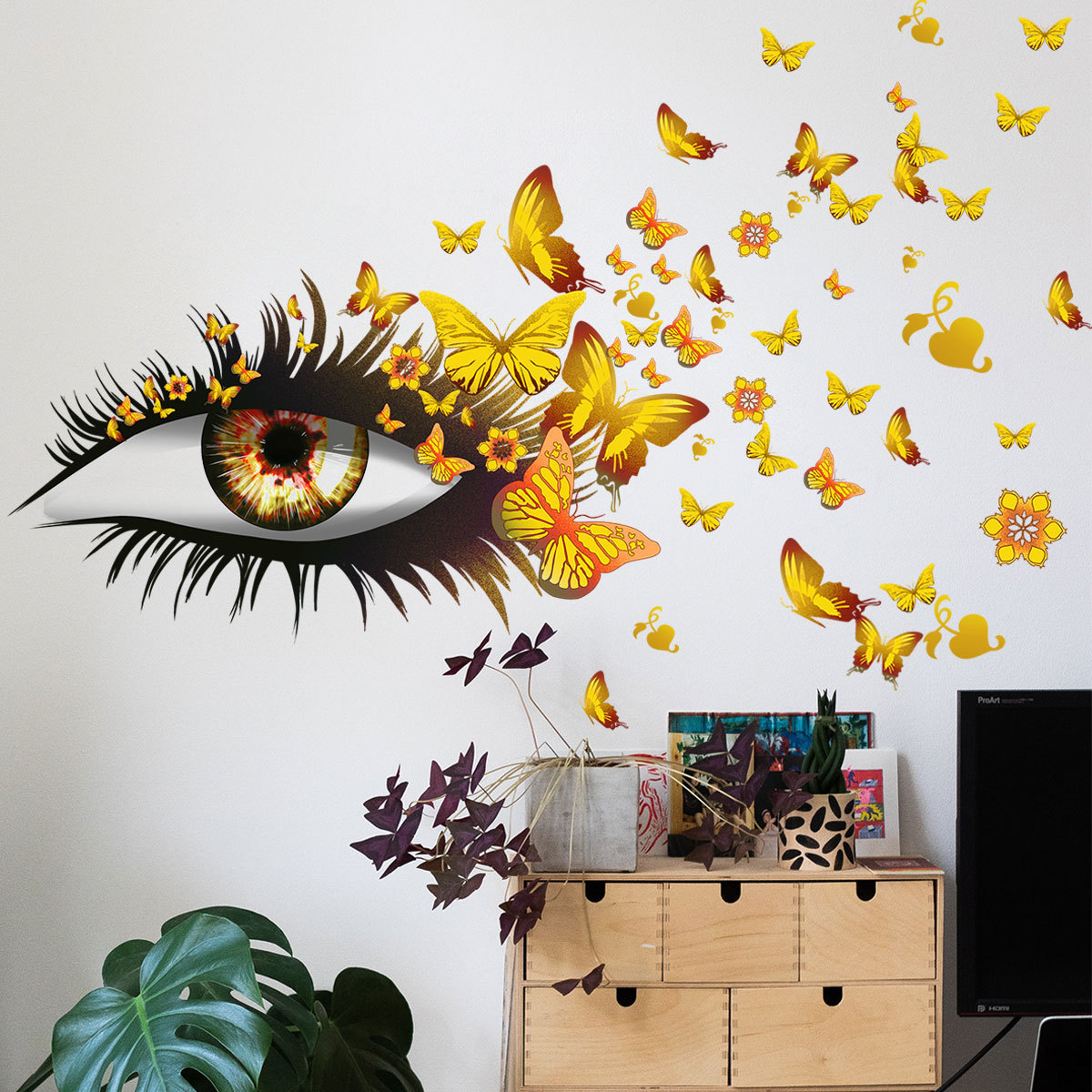 One meter wall stickers eyes eyelashes c...