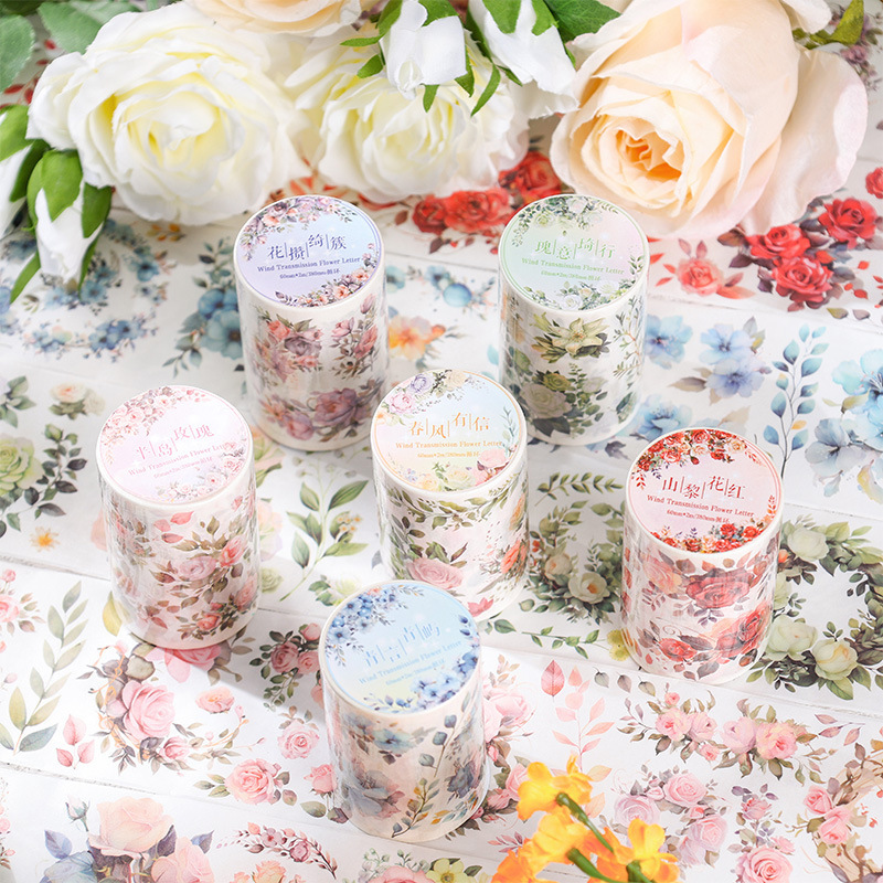 Serie de cartas de flores Fengchuan y cinta de papel libro de bricolaje diario material de decoración pegatinas de flores pegatinas de plantas retro