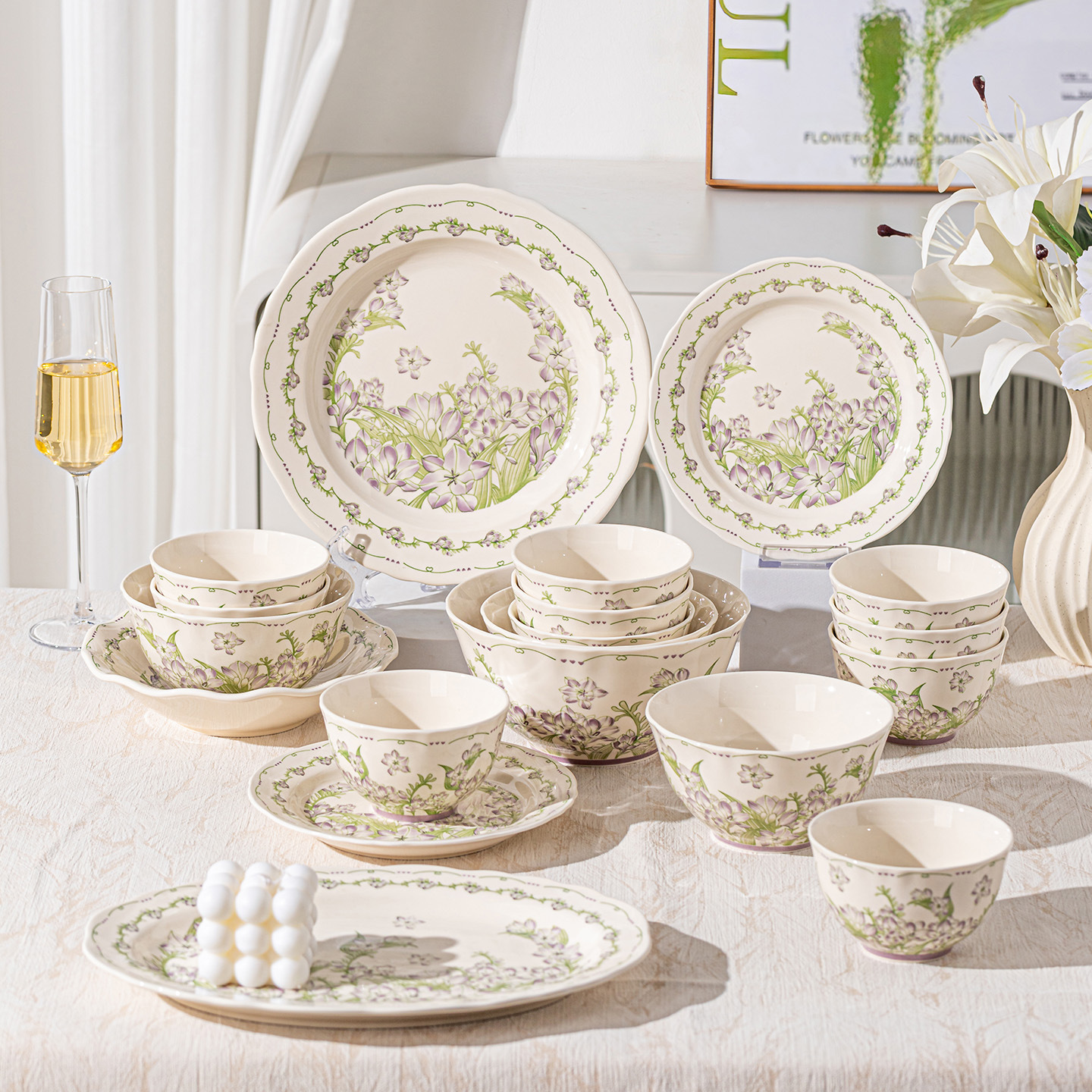[Cross-Border] Orquídea japonesa bajo esmalte platos de color platos de cerámica platos de platos platos de alto valor de superficie platos profundos image 4