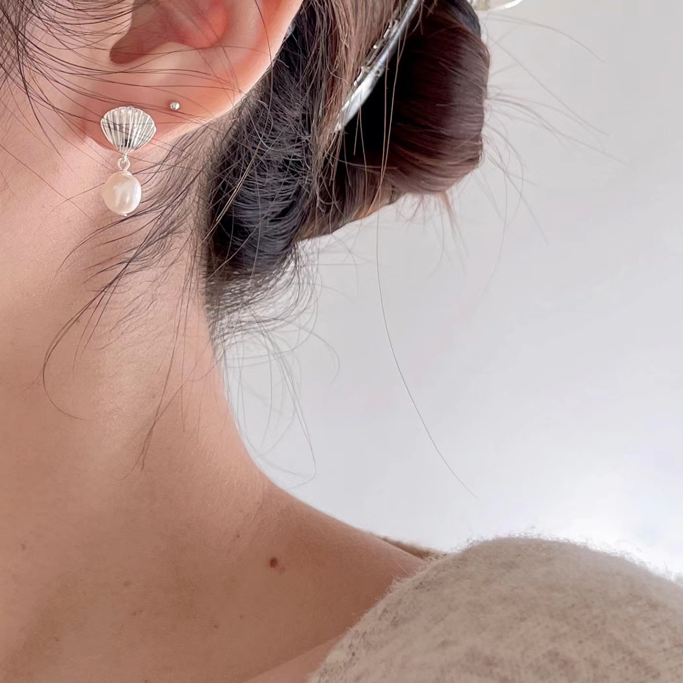 6g Weight 925 Sterling Silver Ear Needle Material 18K Gold Plated Plating Material Drop Earrings Classification 1 Pair 18K Gold Plated 925 Sterling Silver Shell Drop Earrings