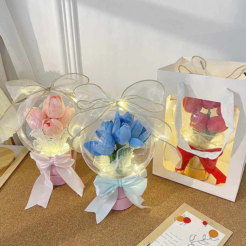 Chinese Valentine's Day Graduation Season Gift Finished Mini Cute Simulated Flower Hug Bucket Teacher's Day Hand-held Bouquet Gift Bag