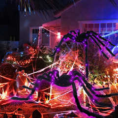 国境を越えてハロウィーンのぬいぐるみが光る大きなクモはネットをかけることができる屋外庭園のクモの巣と道具を組み合わせることができる