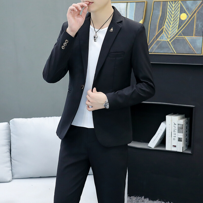 Autumn Men's Suit Korean Style Slim Casual Suit Hairstylist Trendy Male Handsome Small Suit Night