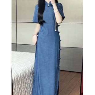 New Chinese Style 2025 New Traditional Gentle Style Ancient One-Piece Cheongsam Republic of China Daily Literary Girl Long Skirt
