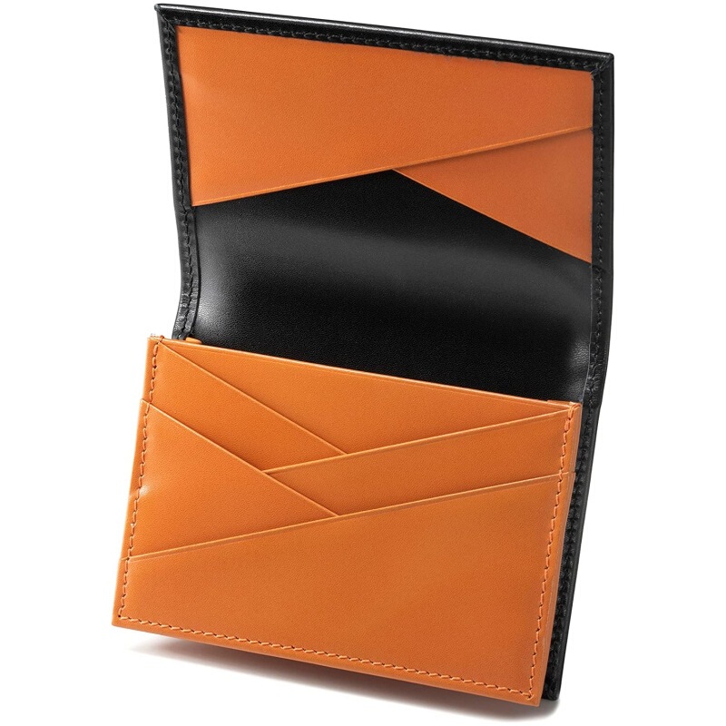 Japanese new creative cross card holder genuine leather business card holder fashion contrast color imitation horse hip leather business card case business card bag