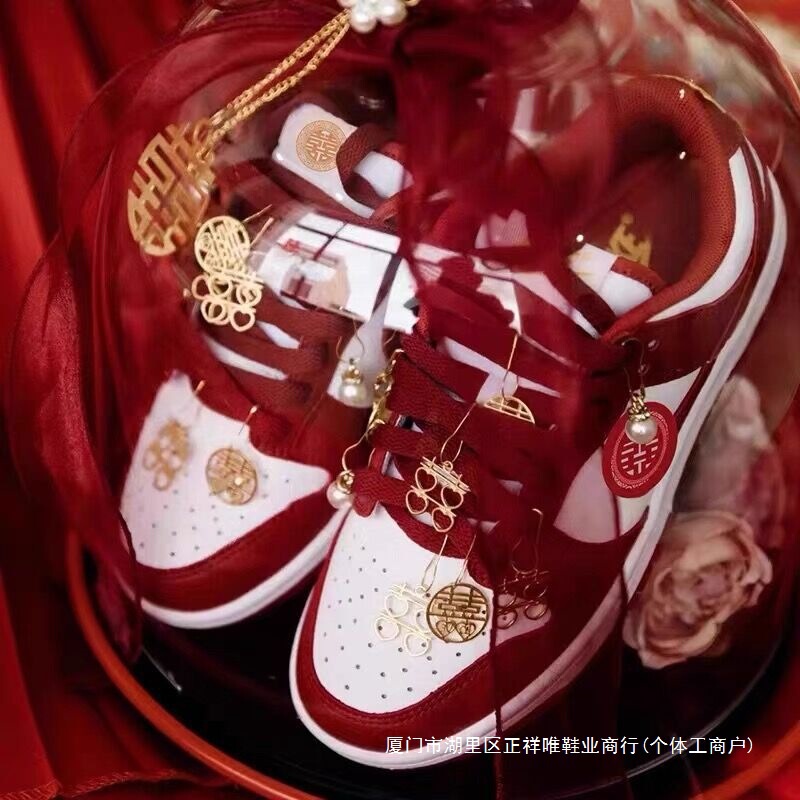 Official Website Red Aj Wedding Shoes Bridal Shoes Genuine Putian Women's Shoes Dunk Sneakers Xiuhe Couple Engagement Wedding Shoes