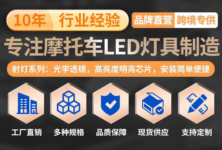 Motorcycle Headlight, Six-Sided Illumination H4 High and Low Beam Integrated Light, Electric Vehicle Headlight Modification, Exclusively for Cross-Border Supply
