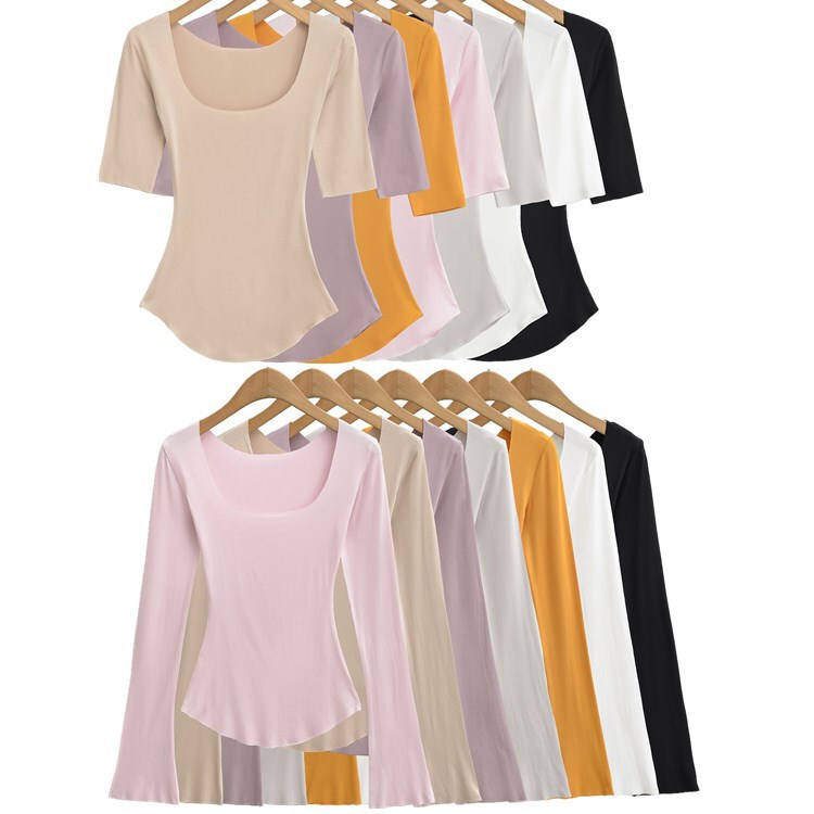2026 Spring New Style Large U-Neck Half-Sleeve T-Shirt for Women, Slim Fit, Versatile Short-Sleeve Top