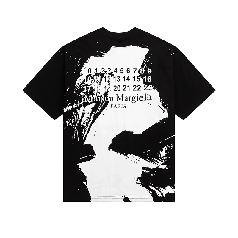Maison Margiela 24SS коллекция MM6 цифровой узор круглый вырез мужской и женский модный бренд укороченный рукав футболка серия