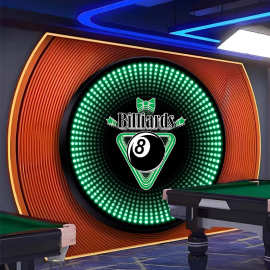 黑8台球厅装饰画桌球室棋牌俱乐部led发光氛围灯挂画深渊镜灯画