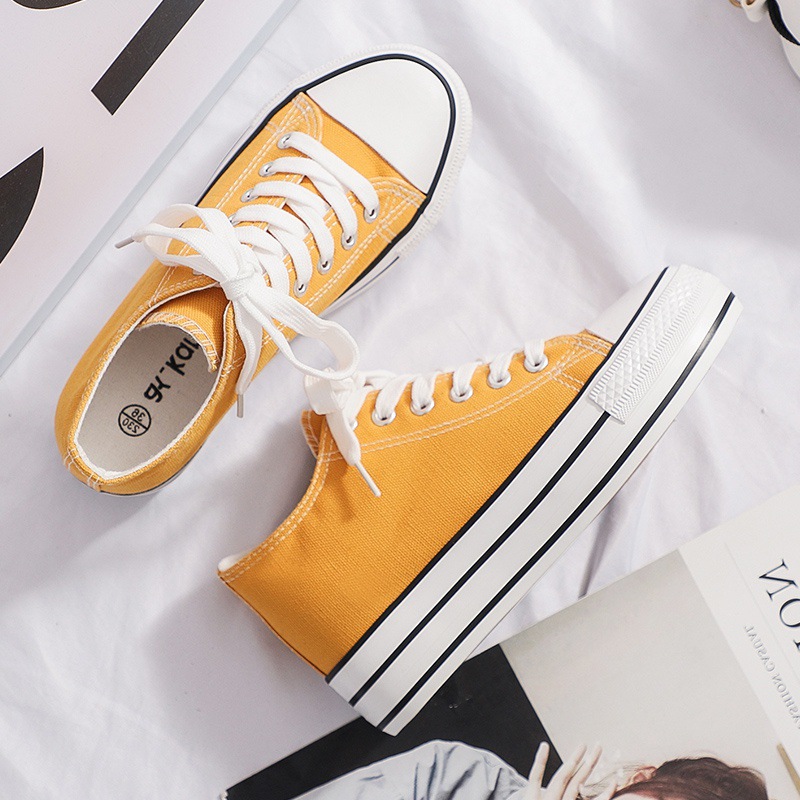 Inner heightened canvas shoes female ret...