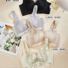 9516性感无钢圈内衣中薄款女聚拢调整型无侧骨蚕丝养护杯蕾丝文胸