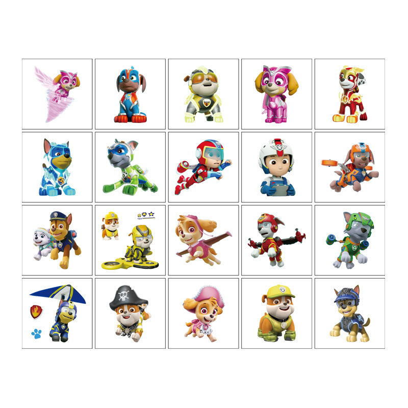 New Children's Cartoon Paw Patrol Team Chase Puppy Tattoo Stickers Washable Tattoo Decals