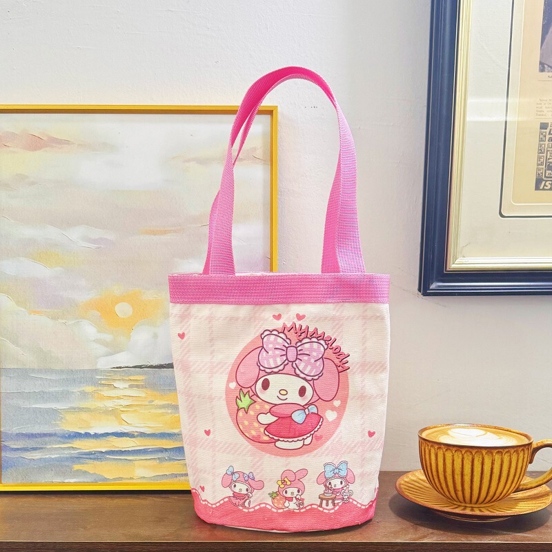 かわいいイラストプリントバケツバッグハンドバッグキャンバスバッグ少女心ママバッグ弁当袋出勤バッグ|undefined