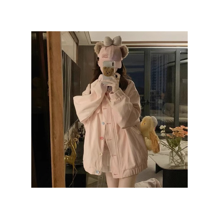 新商品の甘美な花の襟の襟のコートの女性の2024秋のinsのカラーのボタンのゆったりしている百合のジャケットの上着のファッション|undefined