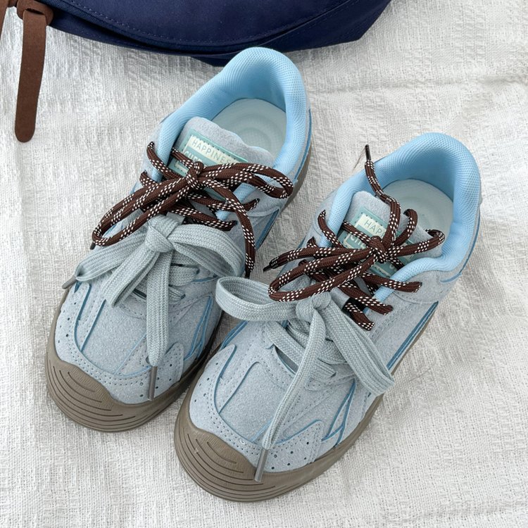 一件代发蓝色德训鞋夏季鞋子女款板鞋低帮复古厚底百搭休闲运动鞋