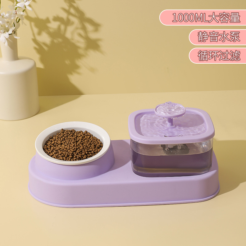 Gato dispensador automático de agua integrado gato tazón húmedo y seco separación de alimentos gato tazón dispensador de agua de acero inoxidable equipo de alimentación de mascotas