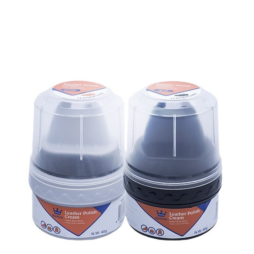 Black and clear shoe polish with built-in sponge, leather care, shoe polish sponge shoe wax cleaning cream, moisturizing and shining.