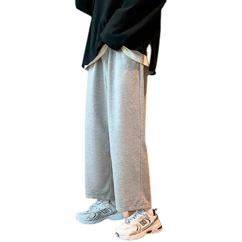 Прямые брюки Мужские свободные тонкие брюки Повседневные брюки до щиколотки Серые спортивные брюки Модные весенне-осенние спортивные штаны больших размеров для пар