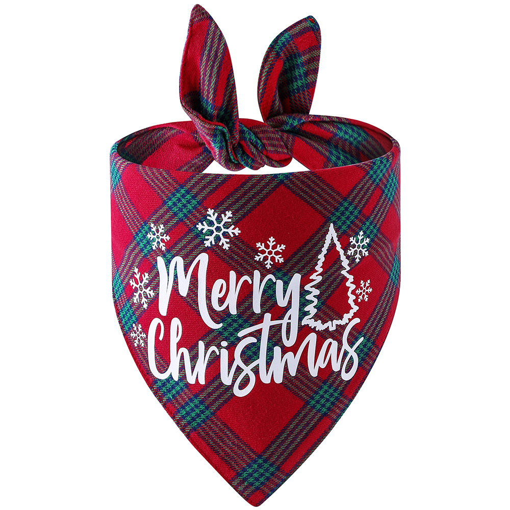 Original transfronterizo nuevo algodón a cuadros mascota triángulo bufanda perro bufanda Navidad mascota saliva toalla mascota bufanda