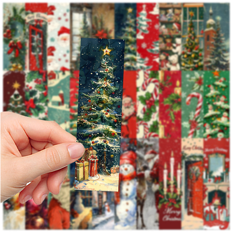 レトロなクリスマスのしおり文芸レトロな紙の本の装飾カード30枚|undefined