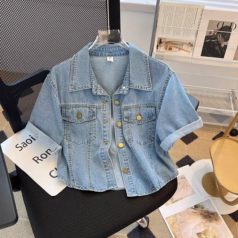 Short-sleeved Denim Coat Women's Summer Thin 2024 New Loose All-match Short Shirt Jacket Top