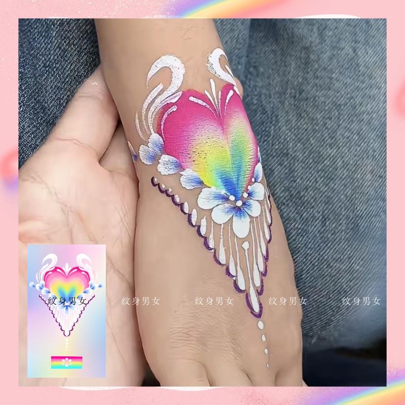 [Princess Rainbow Love Bracelet] Children's Cute Colorful Flower Arm Tattoo Sticker Forehead Face Sticker