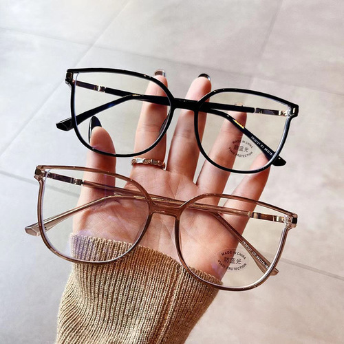 Qianai's new myopia glasses frame TR90 personalized cat-eye plain mirror Korean version with diamond fashion street style glasses