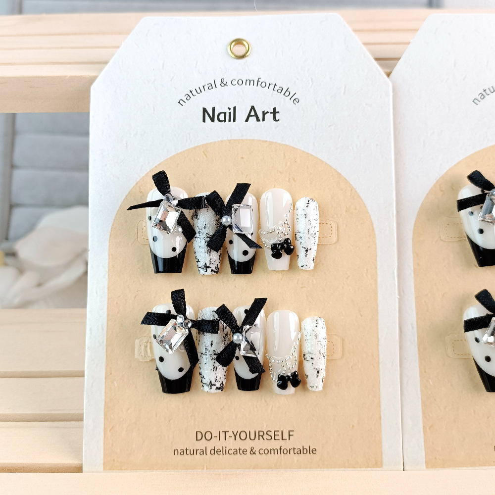 Inswind negro arco francés pieza de uñas fototerapia mano 10 piezas decodificación pieza de uñas productos terminados al por mayor