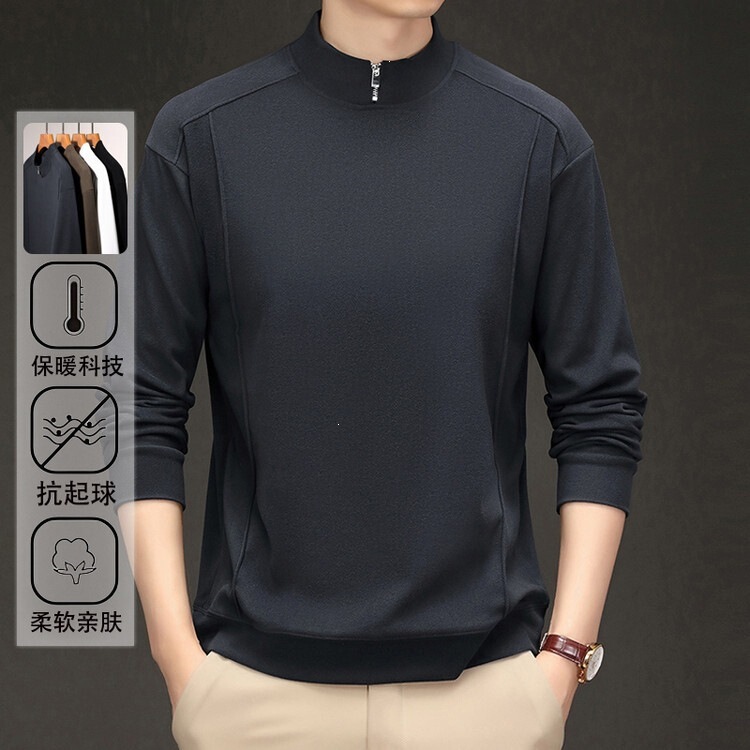Double-sided fleece long-sleeve half-zip sweatshirt, 2026 men's autumn/winter self-heating thermal base layer T-shirt Double-sided fleece long-sleeve half-zip sweatshirt, 2026 men's autumn/winter self-heating thermal base layer T-shirt