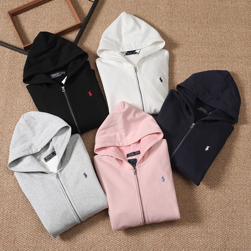 Three labels available, scan to access cross-border e-commerce. Paul Polo embroidered logo fleece sweatshirt jacket, thick style, for men and women