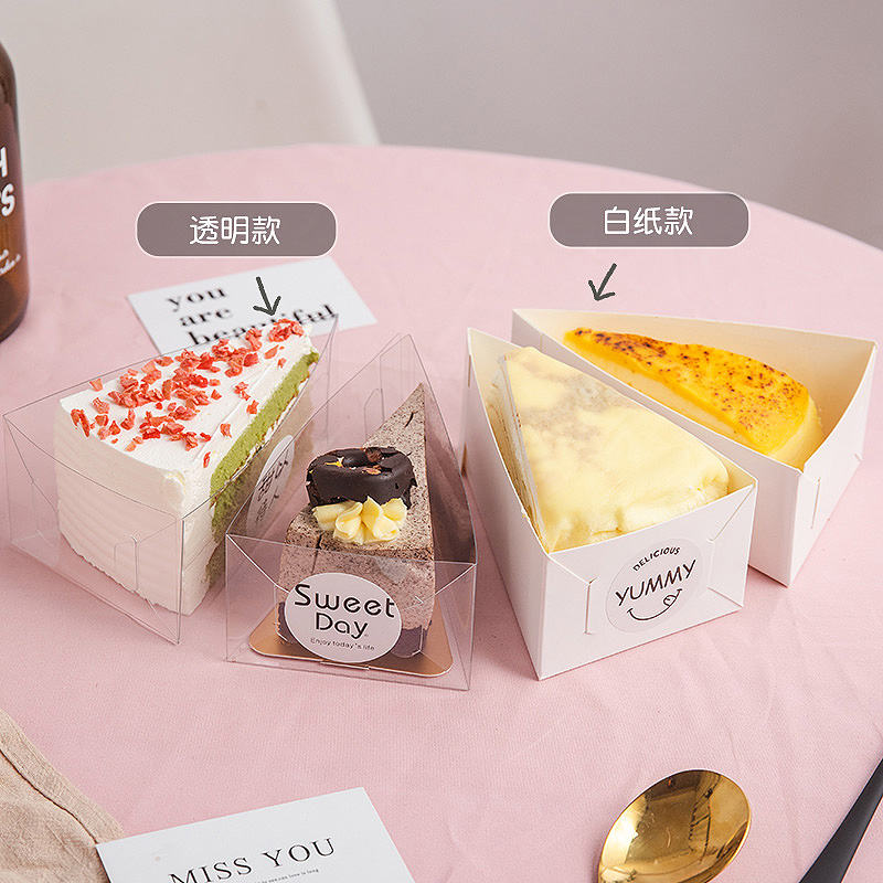 Caja de embalaje de pastel triangular de mousteto Qifeng, caja de pastel de manga de durian rojo de ocho cortes