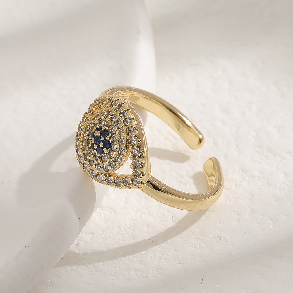 Rings For Women Copper Inlaid Zircon Devil Eye Tail Ring