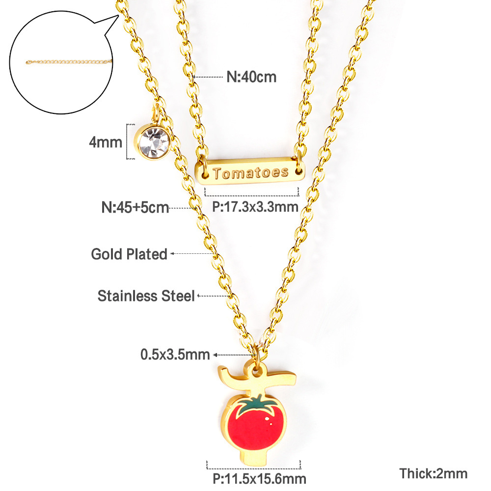 Pastoral Pumpkin Car Watermelon Stainless Steel Chain Pendant Necklace