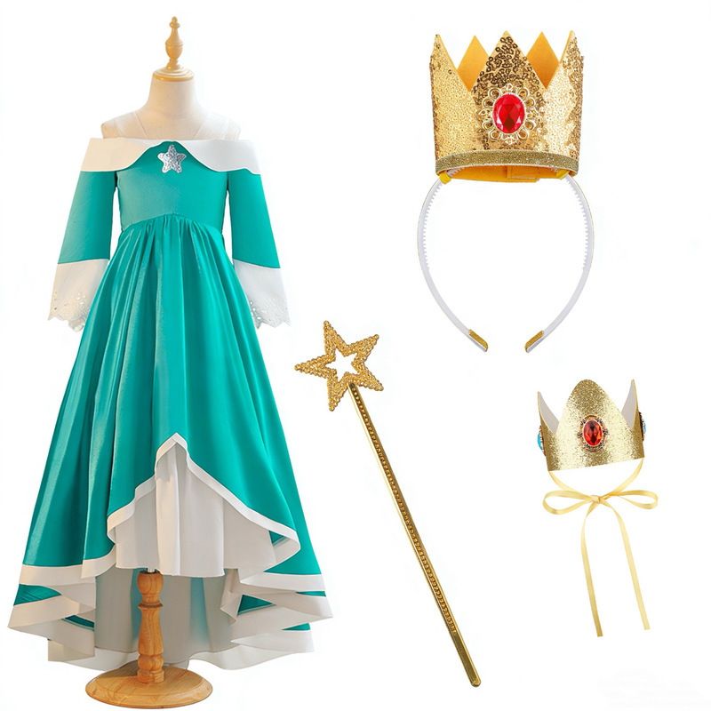2026 Cross-Border Rotasha Mario Movie New Amazon Cosplay Costume Dress Children's Dress Gown
