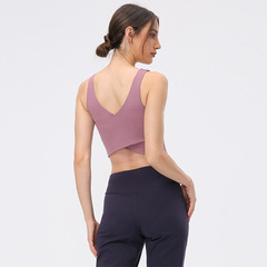 Yoga Bra for Women with Padded Cup, Summer Thin Antibacterial Bare Skin Sports Bra, Shockproof Push-Up Beauty Backless Bra