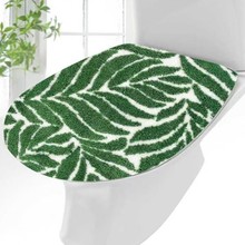 跨境 北欧绿叶加厚植绒马桶盖套垫高级感植绒马桶套罩U型垫耐脏