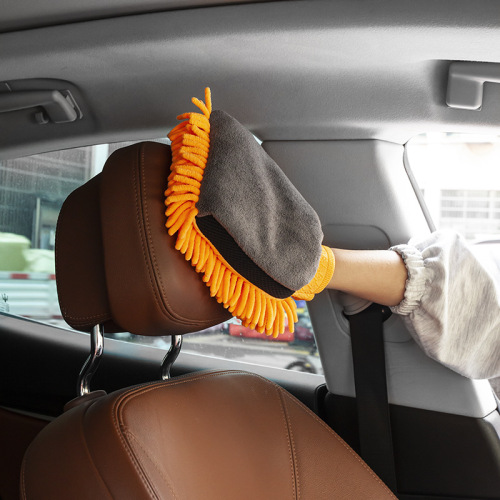 Car wash gloves exterior cleaning tools three-color car chenille thickened coral velvet double-sided car cleaning gloves