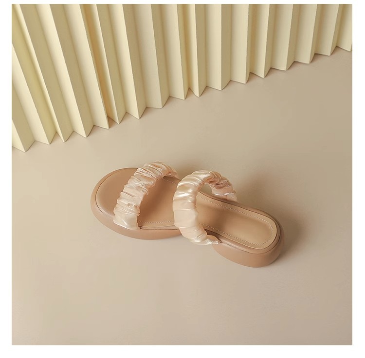 Ruodan Original High-end Sense ~ Infradito in seta con suola spessa e punta tonda capispalla da donna moda sandali e pantofole con tacco spesso_voghion.com